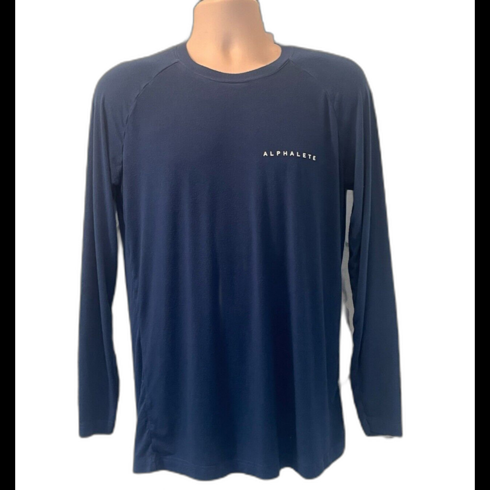Alphalete Long Sleeve T shirt Mens M Teal Blue Pump Cover Workout Athleisure Gym